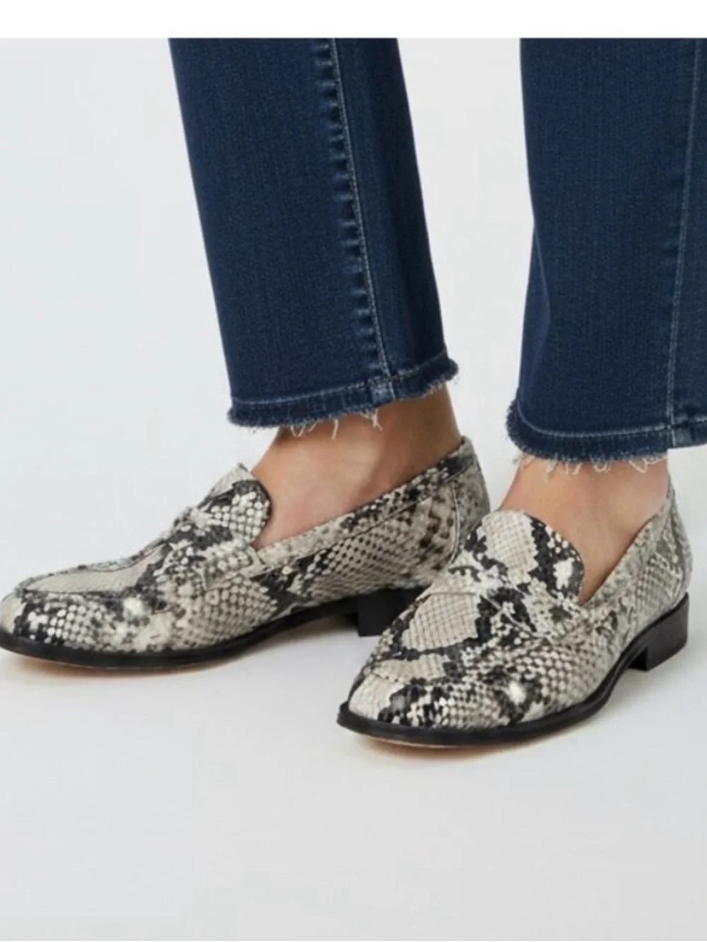 J. Crew Maison Ruched Loafers in Snake-Embossed Italian Leather Women’s Size 8